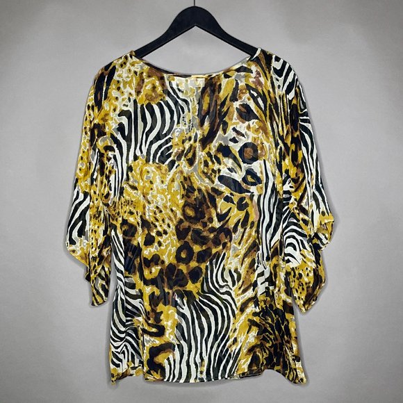 Newport News Leopard/Zebra Print Tunic With‎ Belt Size 02 - Picture 1 of 8